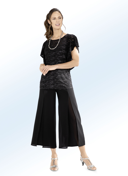 Blusen & Tuniken - Tunika  mit Flügelärmeln, in Größe 036 bis 052, in Farbe SCHWARZ-SILBER Ansicht 3