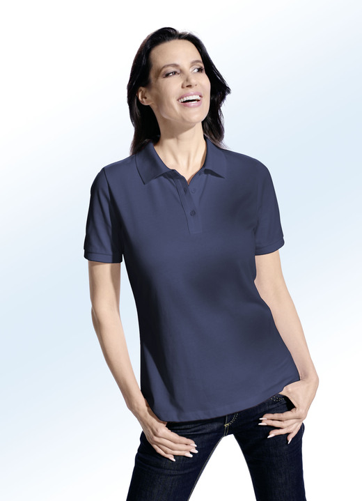 Kurzarm - Zweierpack Poloshirt mit kurzer Knopfleiste Ansicht 2 Kurzarm - Zweierpack Poloshirt mit kurzer Knopfleiste, in Größe S (36/38) bis XXL (52/54), in Farbe WEISS+MARINE Ansicht 2
