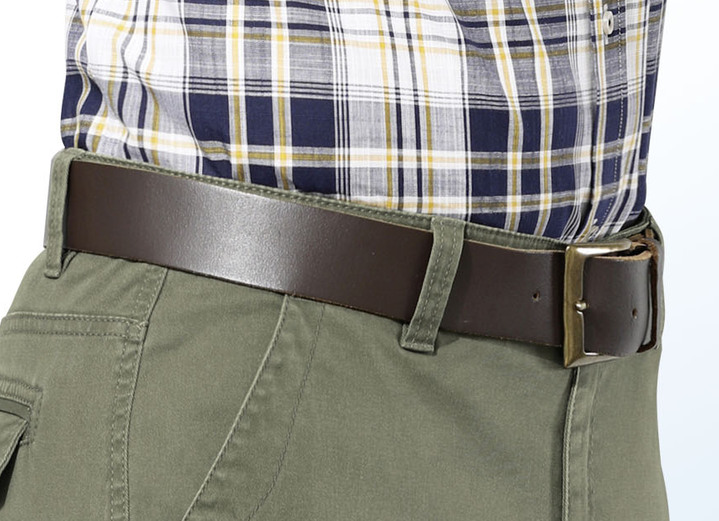 Gürtel - Eleganter Herren-Gürtel, 4 cm breit, in Größe 090 bis 130, in Farbe DUNKELBRAUN Ansicht 2