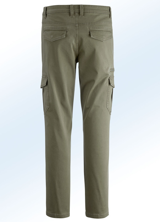 Hosen - Hose mit Cargotaschen in 3 Farben Ansicht 3 Hosen - Hose mit Cargotaschen in 3 Farben, in Größe 024 bis 060, in Farbe OLIV Ansicht 3