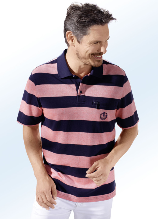 Shirts & Sweatshirts - Poloshirt in 2 Farben, in Größe 046 bis 062, in Farbe KORALLE-MARINE Ansicht 1