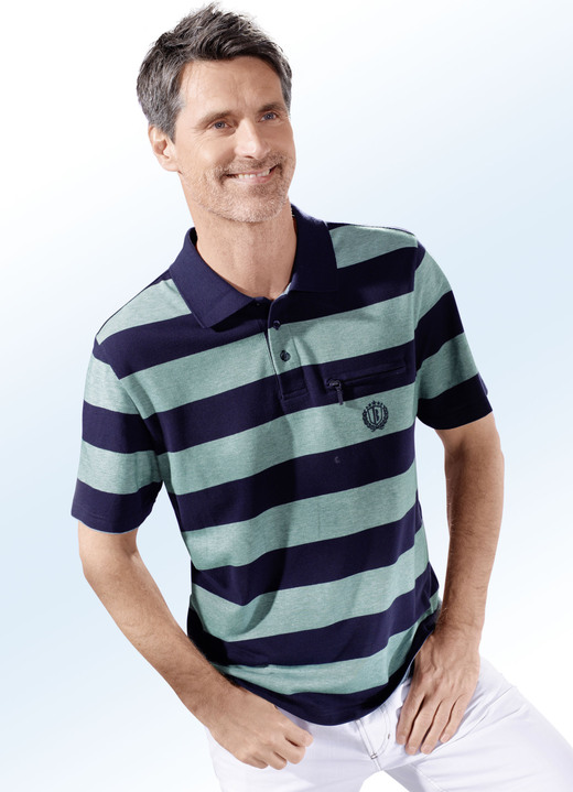 Shirts & Sweatshirts - Poloshirt in 2 Farben, in Größe 046 bis 062, in Farbe JADEGRÜN-MARINE Ansicht 1