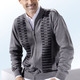 Strickjacken - Jacke mit durchgehendem Reißverschluss in 2 Farben, in Größe 046 bis 062, in Farbe BLAU MELIERT