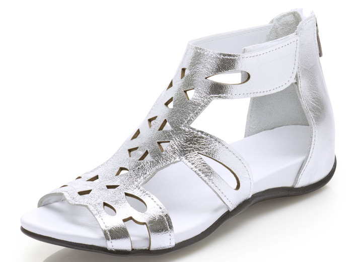 Sandaletten & Pantoletten - Andrea Conti, modische Damen-Sandalen, aus Leder Ansicht 1 Sandaletten & Pantoletten - Andrea Conti, modische Damen-Sandalen, aus Leder, in Größe 036 bis 041, in Farbe SILBER Ansicht 1