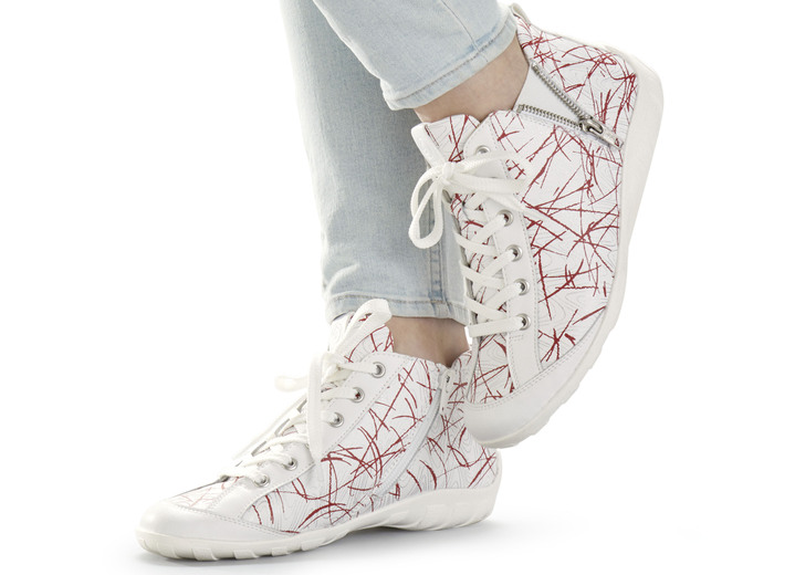 - Remonte Schnür-Stiefelette aus effektvoll bedrucktem Nappaleder, in Größe 036 bis 042, in Farbe WEISS-ROT Ansicht 5