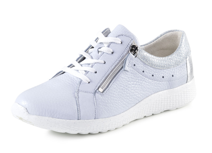Slipper & Schnürschuhe - Waldläufer, bequeme Damen-Schnürschuhe, Weite K, mit herausnehmbarem Fußbett, in Größe 3 1/2 bis 8, in Farbe BLEU-SILBER Ansicht 1