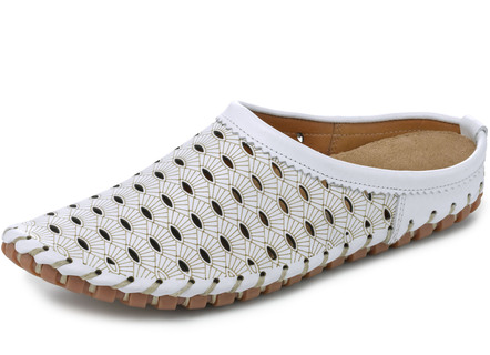 Sandaletten & Pantoletten - Gemini, sommerlicher Damen-Sabot, Weite G, mit herausnehmbarem Fußbett, in Größe 036 bis 042, in Farbe WEISS – Farbe WEISS – Ansicht 