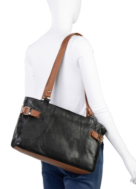 Taschen - Laurina, Tasche, Damen, aus Leder, in Farbe SCHWARZ-COGNAC Ansicht 2