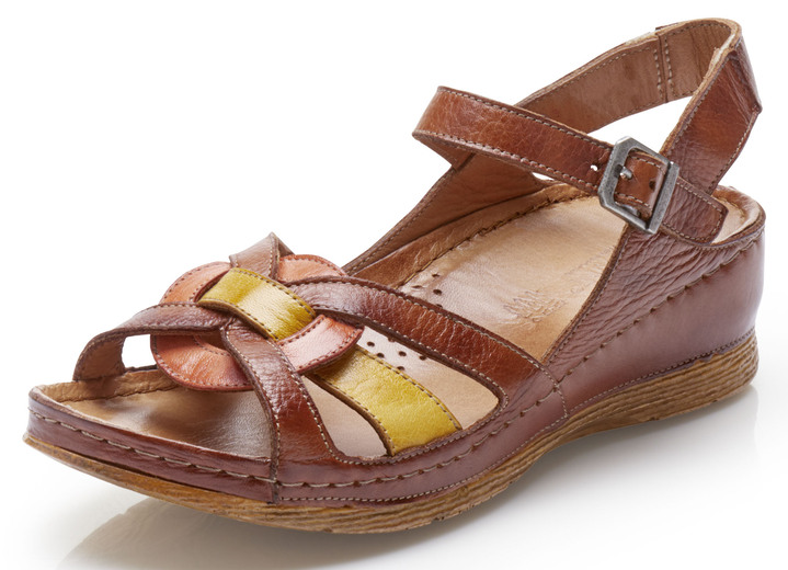 Sandaletten & Pantoletten - Gemini Sandale aus schattiertem Rind-Nappaleder, in Größe 036 bis 042, in Farbe COGNAC-BUNT Ansicht 1