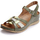 Sandaletten & Pantoletten - Gemini, klassische Damen-Sandalen, Weite G, mit Gummizug – Farbe KHAKI-BUNT – Ansicht 1 Sandaletten & Pantoletten - Gemini, klassische Damen-Sandalen, Weite G, mit Gummizug, in Größe 036 bis 042, in Farbe KHAKI-BUNT – Farbe KHAKI-BUNT – Ansicht 1