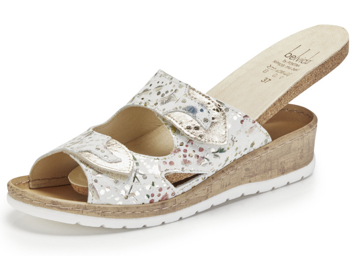 Sandaletten & Pantoletten - ELENA EDEN, bequeme Damen-Pantoletten, Weite H, mit herausnehmbarem Fußbett, in Größe 035 bis 041, in Farbe ECRU-BUNT Ansicht 2