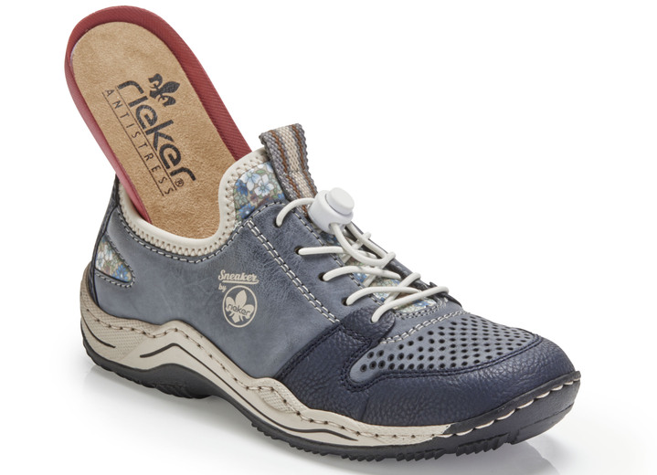 Slipper & Schnürschuhe - Rieker, sportliche Damen-Sneaker, mit herausnehmbarem Fußbett Ansicht 2 Slipper & Schnürschuhe - Rieker, sportliche Damen-Sneaker, mit herausnehmbarem Fußbett, in Größe 036 bis 042, in Farbe JEANS-BEIGE Ansicht 2
