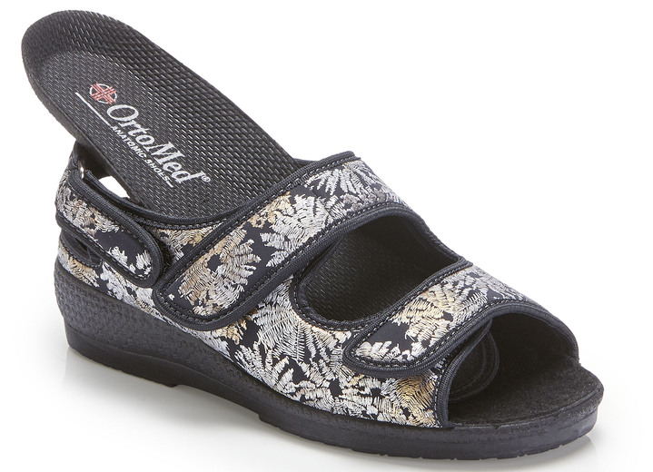 - Sandale aus glänzendem Textilmaterial, in Größe 037 bis 040, in Farbe SCHWARZ Ansicht 2