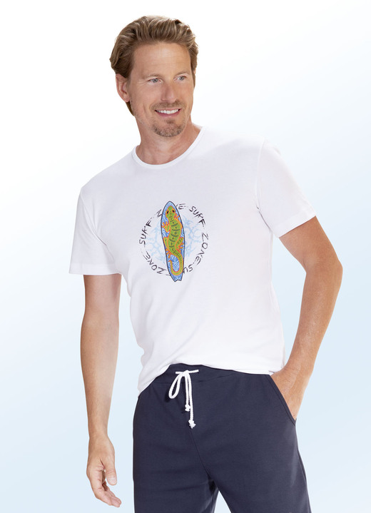 Homewear & Freizeitmode - Shirt mit Motiv-Druck, in Größe 048 bis 062, in Farbe WEISS Ansicht 1