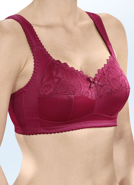 Damenwäsche - BH mit elastischer Spitze, in Größe 080 bis 110, in Cup E, in Farbe BORDEAUX Ansicht 1