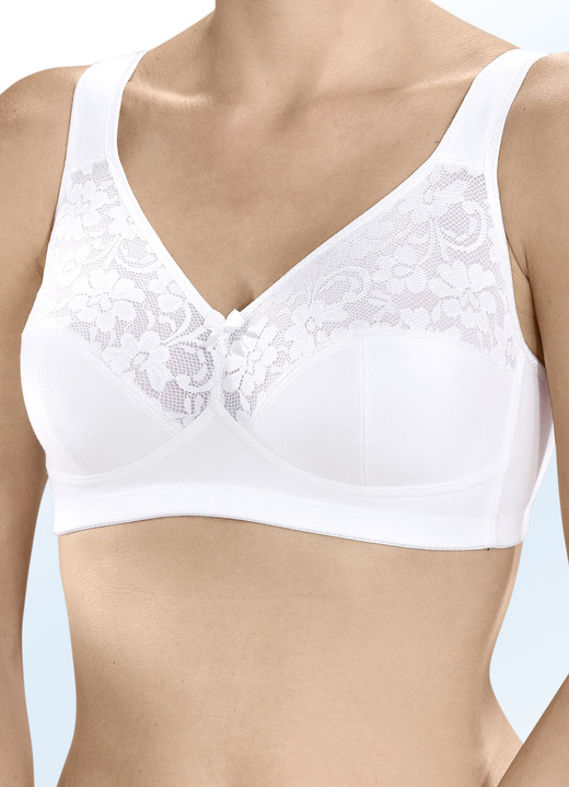 BH mit Spitze - Zweierpack Susa BH mit Baumwolle, in Größe 075 bis 105, in Cup D, in Farbe 1X WEISS-ROSÉ, 1X WEISS Ansicht 4