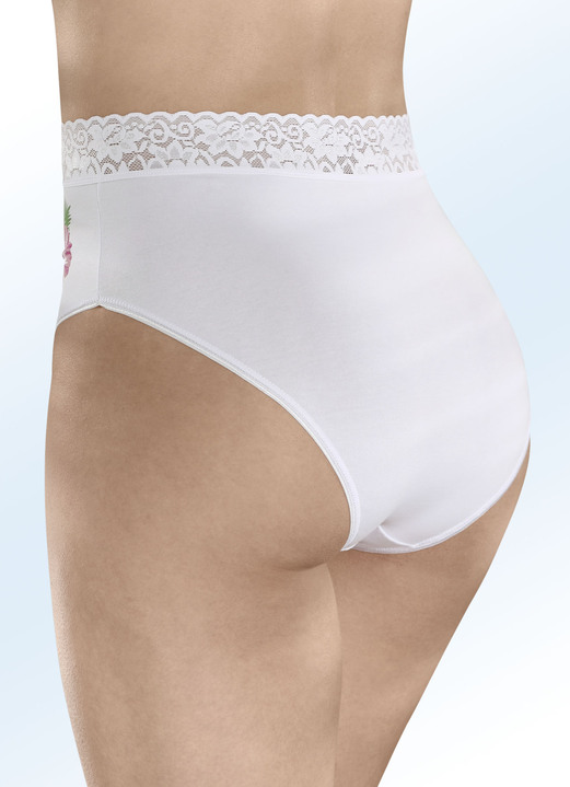 - Dreierpack Slips mit Blumenmotiv, in Größe 036 bis 050, in Farbe WEISS Ansicht 2