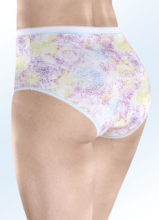 - Dreierpack Slips mit elastischen Abschlüssen, in Größe 044 bis 054, in Farbe WEISS-BUNT Ansicht 2