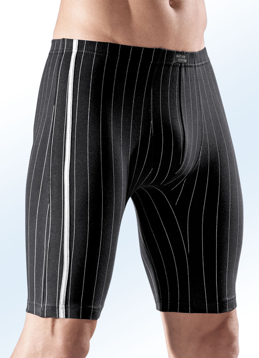 Pants & Boxershorts - Viererpack Longpants, gestreift, in Größe 3XL (9) bis XXL (8), in Farbe 1X MARINE, 1X SCHWARZ, 1X JEANSBLAU, 1X BORDEAUX Ansicht 2