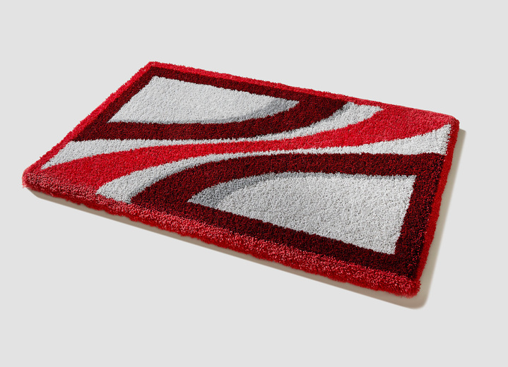- Faszinierende Badgarnitur mit rutschhemmender Rückseite, in Größe 100 (Vorleger halbrund, 50/ 80 cm) bis 112 (WC-Deckelbezug, 47/ 50 cm), in Farbe ROT-GRAU Ansicht 2