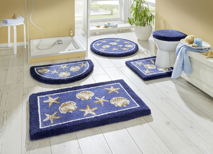 - Badgarnitur von Grund mit rutschhemmender Rückseite, in Größe 102 (Teppich, 60/100 cm) bis 106 (Teppich rund, ø 80 cm), in Farbe BLAU Ansicht 1