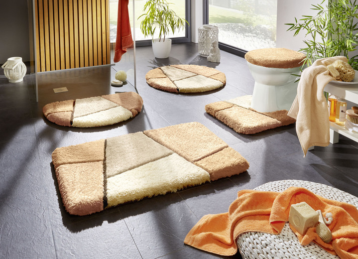 Badgarnituren - Farbenfrohe Badgarnitur mit rutschhemmender Rückseite, in Größe 101 (Teppich, 50/ 90 cm) bis 110 (Hänge-WC-Garnitur 2-teilig), in Farbe GRAU Ansicht 7