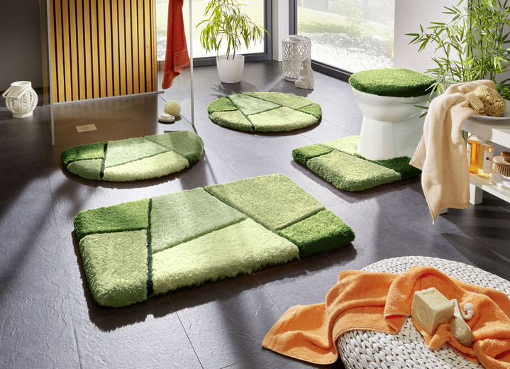 Badgarnituren - Farbenfrohe Badgarnitur mit rutschhemmender Rückseite, in Größe 101 (Teppich, 50/ 90 cm) bis 110 (Hänge-WC-Garnitur 2-teilig), in Farbe GRAU Ansicht 4