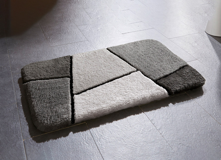 Badgarnituren - Farbenfrohe Badgarnitur mit rutschhemmender Rückseite, in Größe 101 (Teppich, 50/ 90 cm) bis 110 (Hänge-WC-Garnitur 2-teilig), in Farbe GRAU Ansicht 3