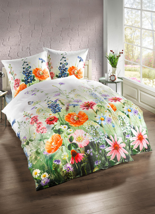 Bettwäschegarnituren - Mako-Satin Bettwäsche-Garnitur Made in Germany Ansicht 2 Bettwäschegarnituren - Mako-Satin Bettwäsche-Garnitur Made in Germany, in Größe 112 (80/80 cm + 135/200 cm) bis 115 (80/80 cm + 155/220 cm), in Farbe BUNT Ansicht 2