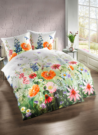 Bettwäschegarnituren - Mako-Satin Bettwäsche-Garnitur Made in Germany – Farbe BUNT Bettwäschegarnituren - Mako-Satin Bettwäsche-Garnitur Made in Germany, in Größe 112 (80/80 cm + 135/200 cm) bis 115 (80/80 cm + 155/220 cm), in Farbe BUNT