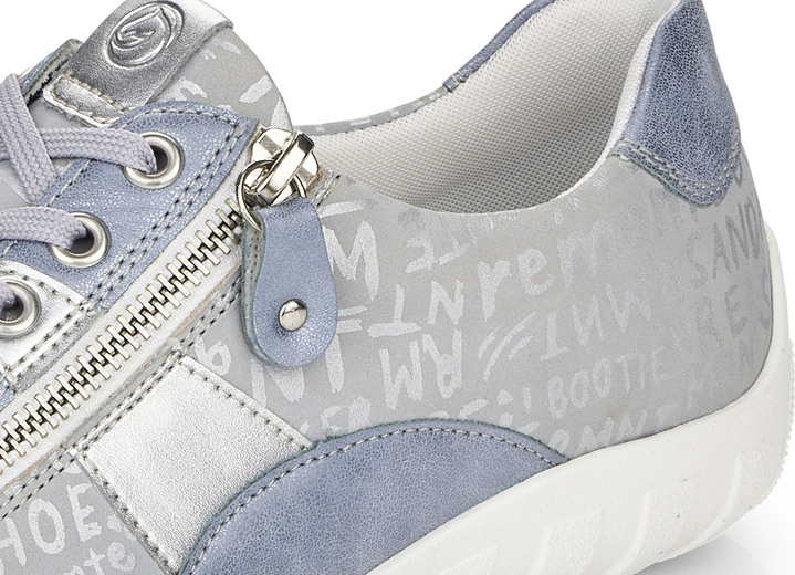 Slipper & Schnürschuhe - Remonte Sneaker mit bedruckten Besätzen Ansicht 3 Slipper & Schnürschuhe - Remonte Sneaker mit bedruckten Besätzen, in Größe 036 bis 043, in Farbe HELLBLAU-SILBER Ansicht 3