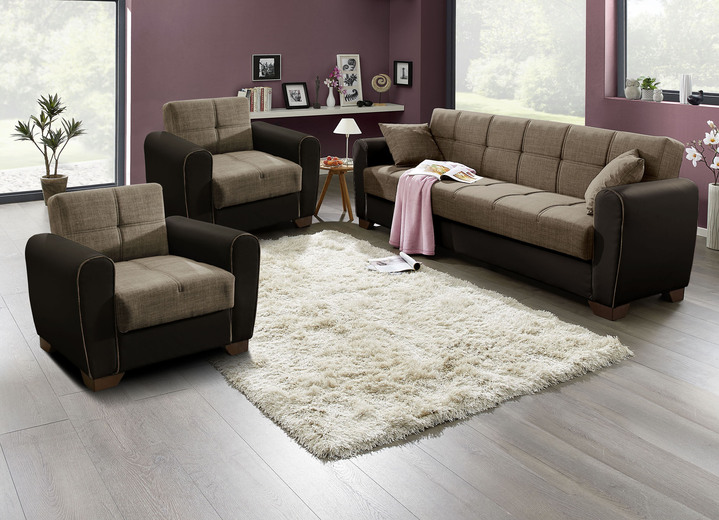 Polstergruppen - Polstermöbel mit Bettfunktion und Bettkasten, in Farbe WEISS-SCHWARZ, in Ausführung Sessel Ansicht 27