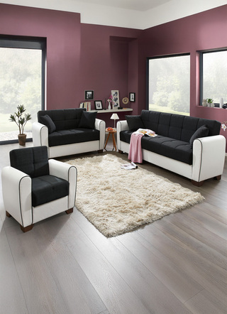 Polstermöbel mit Bettfunktion und Bettkasten