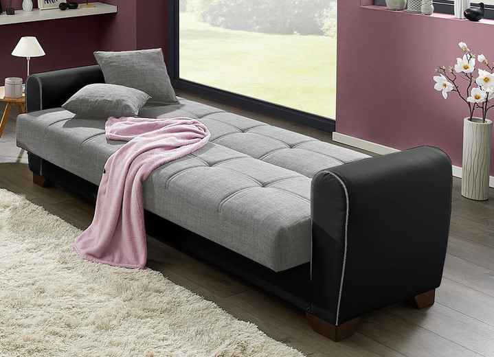 Polstergruppen - Polstermöbel mit Bettfunktion und Bettkasten, in Farbe WEISS-SCHWARZ, in Ausführung Sessel Ansicht 8