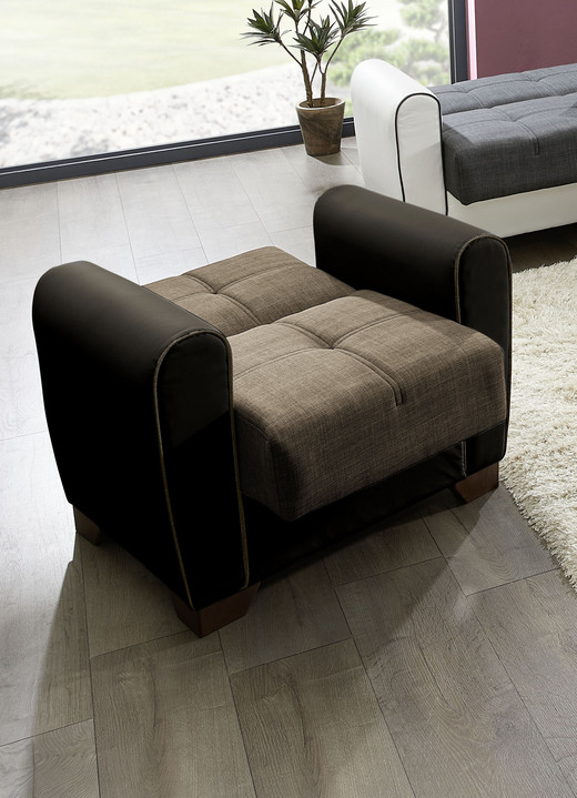 Polstergruppen - Polstermöbel mit Bettfunktion und Bettkasten, in Farbe WEISS-SCHWARZ, in Ausführung Sessel Ansicht 18