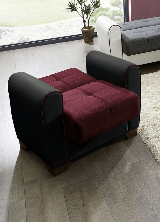 Polstergruppen - Polstermöbel mit Bettfunktion und Bettkasten, in Farbe WEISS-SCHWARZ, in Ausführung Sessel Ansicht 16