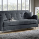 Schlafsofas - Schlafsofa auf Chromfüßen mit Bettkasten – Farbe DUNKELGRAU – Ansicht 1 Schlafsofas - Schlafsofa auf Chromfüßen mit Bettkasten, in Farbe CREME – Farbe DUNKELGRAU – Ansicht 1