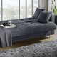 Schlafsofas - Schlafsofa auf Chromfüßen mit Bettkasten – Farbe DUNKELGRAU – Ansicht 2 Schlafsofas - Schlafsofa auf Chromfüßen mit Bettkasten, in Farbe CREME – Farbe DUNKELGRAU – Ansicht 2