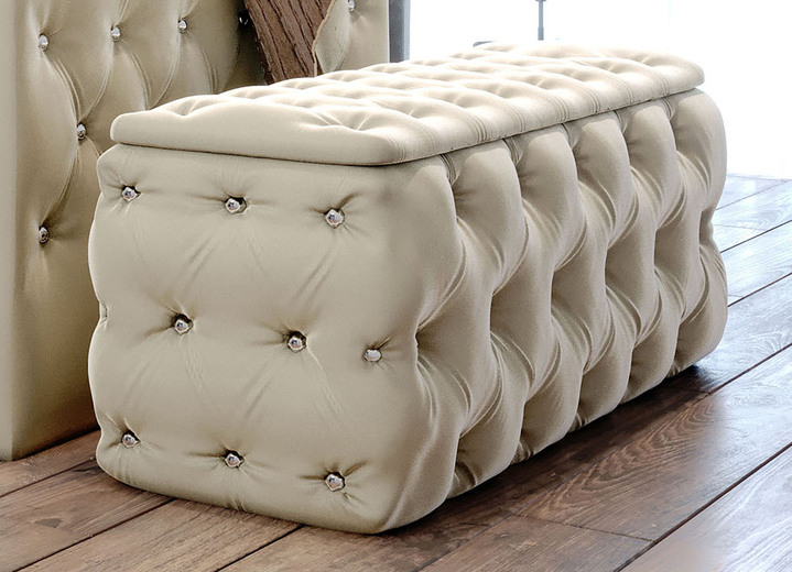 Kleinmöbel - Sitztruhe mit Steppung und Strasssteinen, in Farbe TERRA Ansicht 4