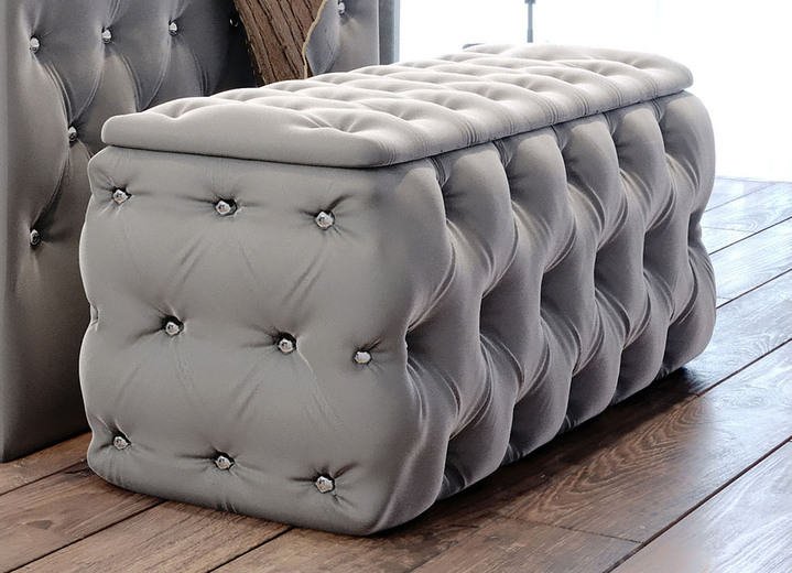 Kleinmöbel - Sitztruhe mit Steppung und Strasssteinen, in Farbe TERRA Ansicht 2