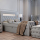 Boxspringbetten - Boxspringbett mit LED-Beleuchtung und Topper, in Farbe DUNKELBLAU – Farbe GRAU – Ansicht 1