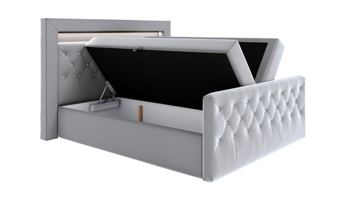 Boxspringbetten - Boxspringbett mit LED-Beleuchtung und Topper, in Farbe DUNKELBLAU Ansicht 4