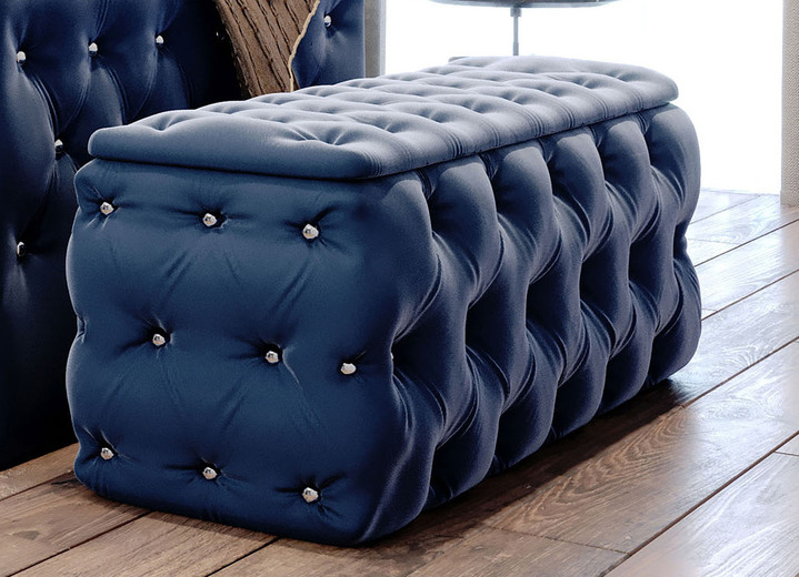 Kleinmöbel - Sitztruhe mit Steppung und Strasssteinen, in Farbe TERRA Ansicht 7