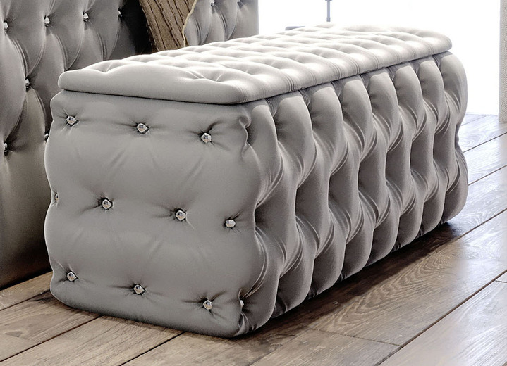 Kleinmöbel - Sitztruhe mit Steppung und Strasssteinen, in Farbe TERRA Ansicht 6