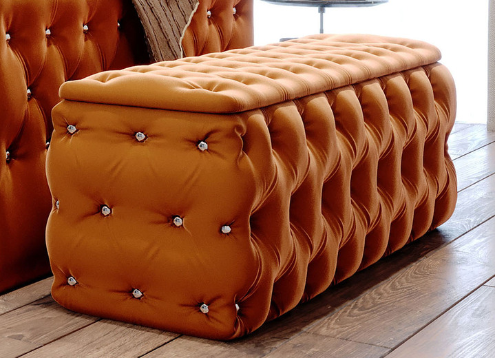 Kleinmöbel - Sitztruhe mit Steppung und Strasssteinen, in Farbe TERRA Ansicht 5