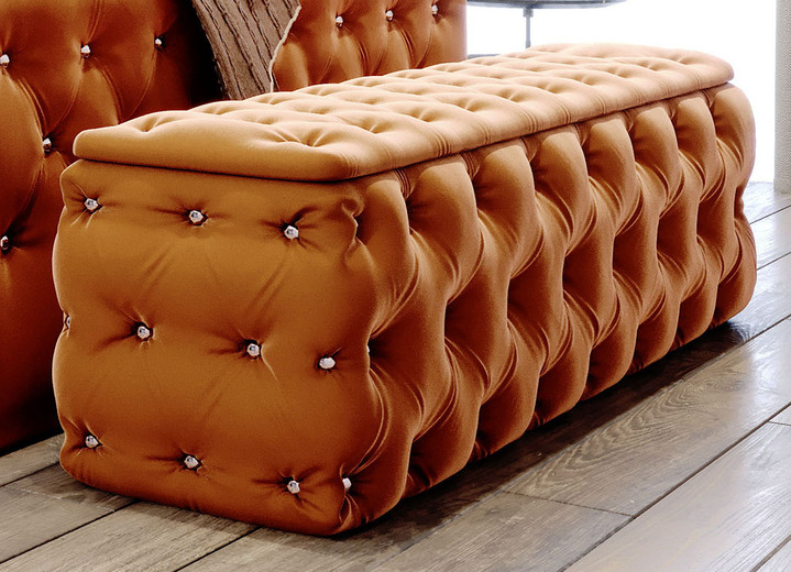 Kleinmöbel - Sitztruhe mit Steppung und Strasssteinen, in Farbe TERRA Ansicht 9