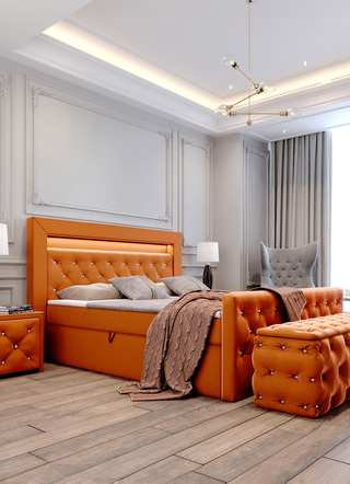 Boxspringbetten - Boxspringbett mit LED-Beleuchtung und Topper, in Farbe GRAU