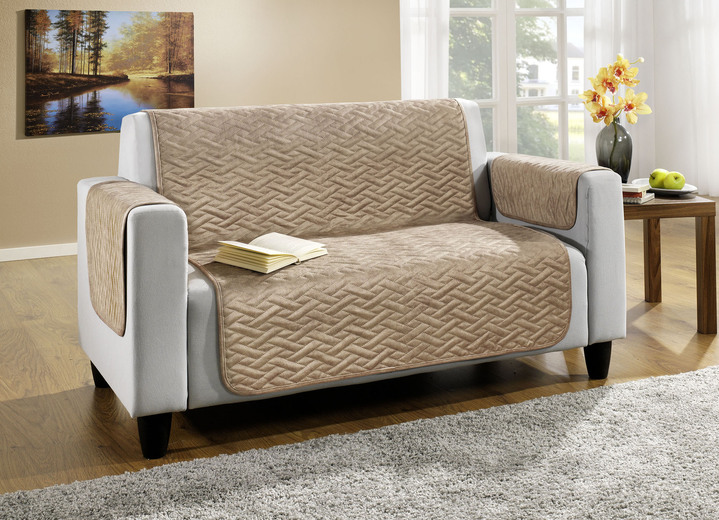 Sessel- & Sofaüberwürfe - Wohnaccessoires in Wildleder-Optik mit Anti-Rutsch-Rückseite, in Größe 101 (Sesselschoner, 50x150 cm) bis 865 (2 Armlehnenschoner, 50x 70 cm), in Farbe BEIGE Ansicht 2
