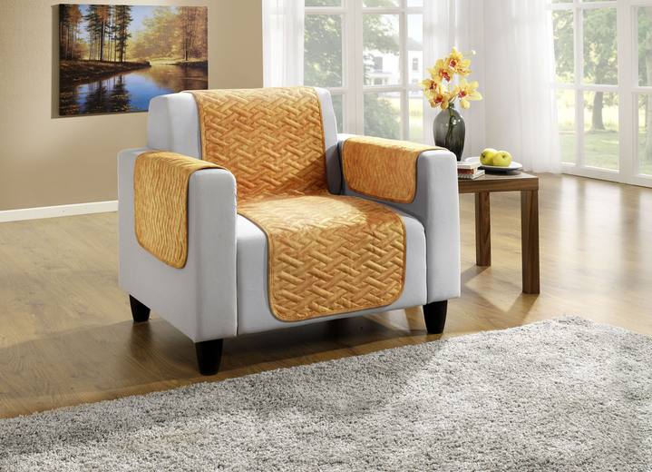 Sessel- & Sofaüberwürfe - Wohnaccessoires in Wildleder-Optik mit Anti-Rutsch-Rückseite, in Größe 101 (Sesselschoner, 50x150 cm) bis 865 (2 Armlehnenschoner, 50x 70 cm), in Farbe BEIGE Ansicht 8