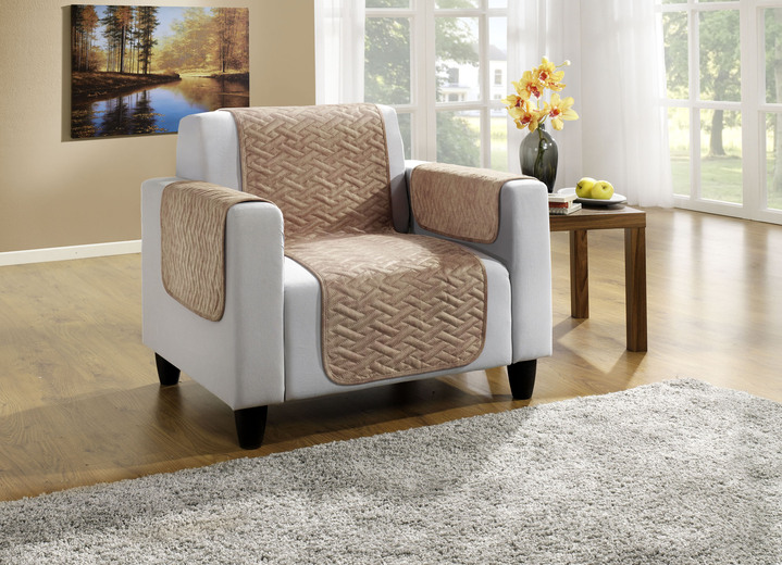 Sessel- & Sofaüberwürfe - Wohnaccessoires in Wildleder-Optik mit Anti-Rutsch-Rückseite, in Größe 101 (Sesselschoner, 50x150 cm) bis 865 (2 Armlehnenschoner, 50x 70 cm), in Farbe BEIGE Ansicht 6